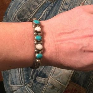 Navajo Sterling Silver Coral Cuff Bracelet